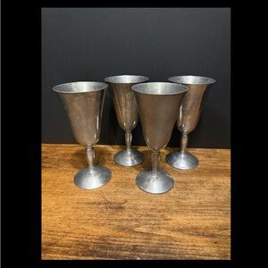 Vintage Plator Silverstone Metal Goblets Stemware Wine Glasses -Spain -set of 4